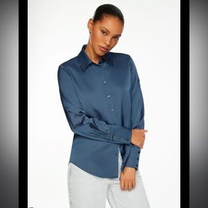 Satin Blue Dynamite Button Down Shirt